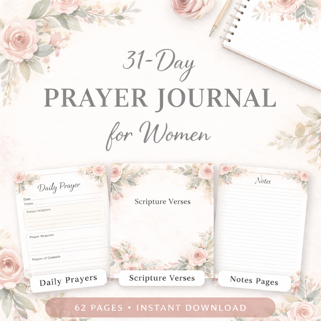 31-Day Prayer Journal for Women | English Printable PDF | 62 Pages