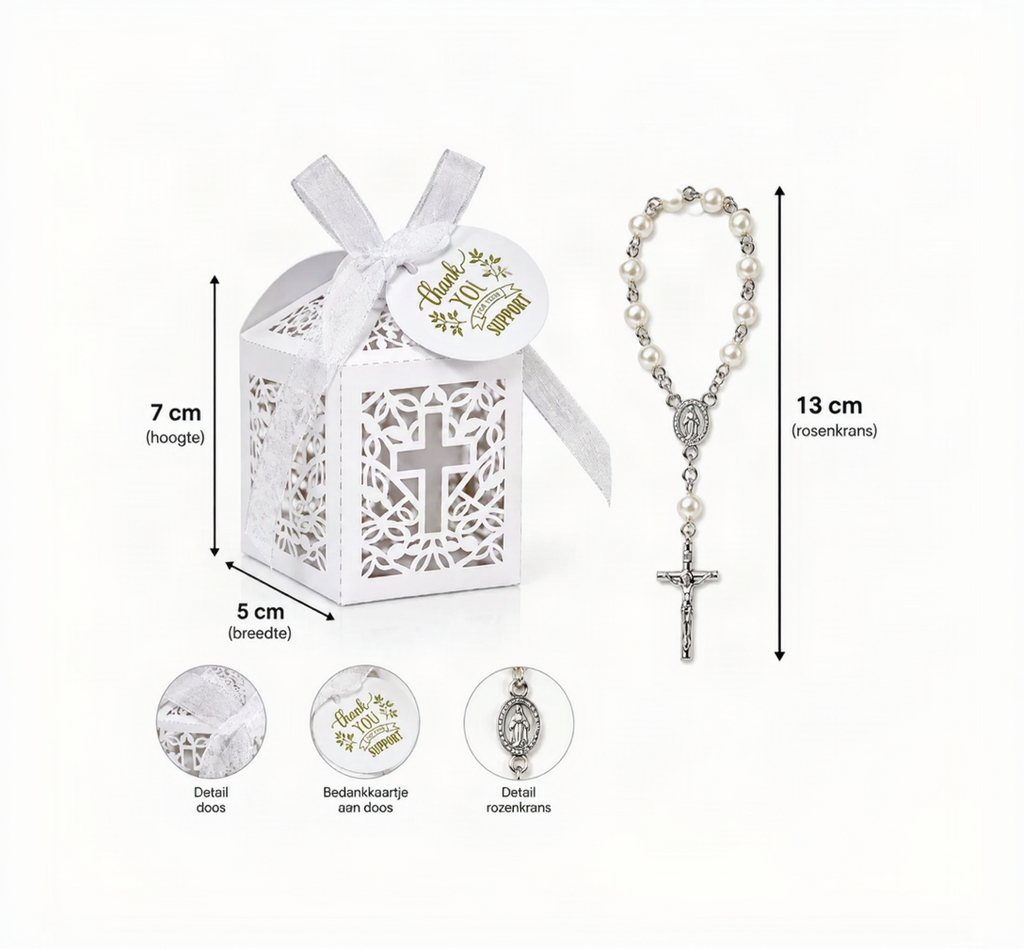 Kruis geschenkdoosje met rozenkrans