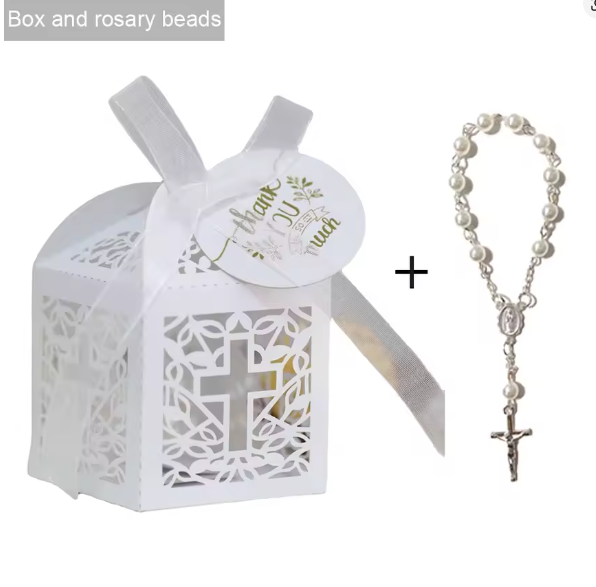 Kruis geschenkdoosje met rozenkrans