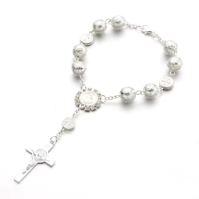 Luxe Parel Mini Rozenkrans met Kruisje